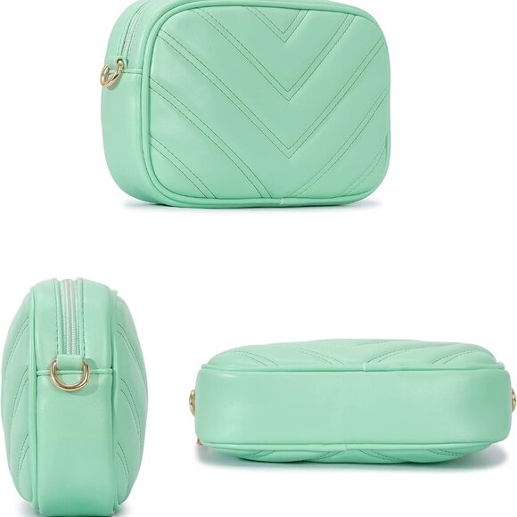 Chevron Quilted Small Crossbody Bag with Coin Purse Pouch, Women Square Camera S - Picture 3 of 5